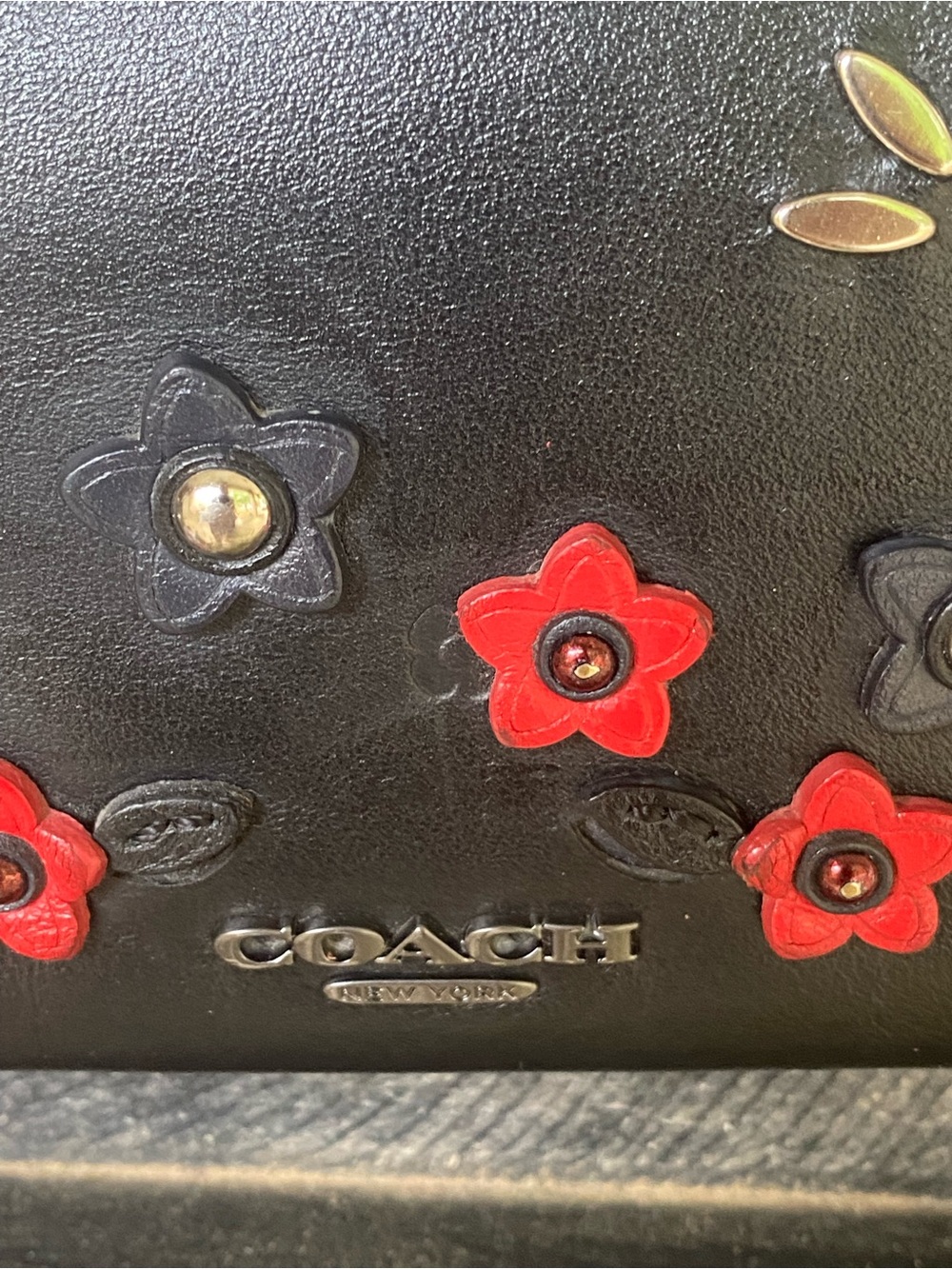 Coach Floral Appliqué Carryall 25 Satchel Black F59450 HTF - Picture 9 of 16